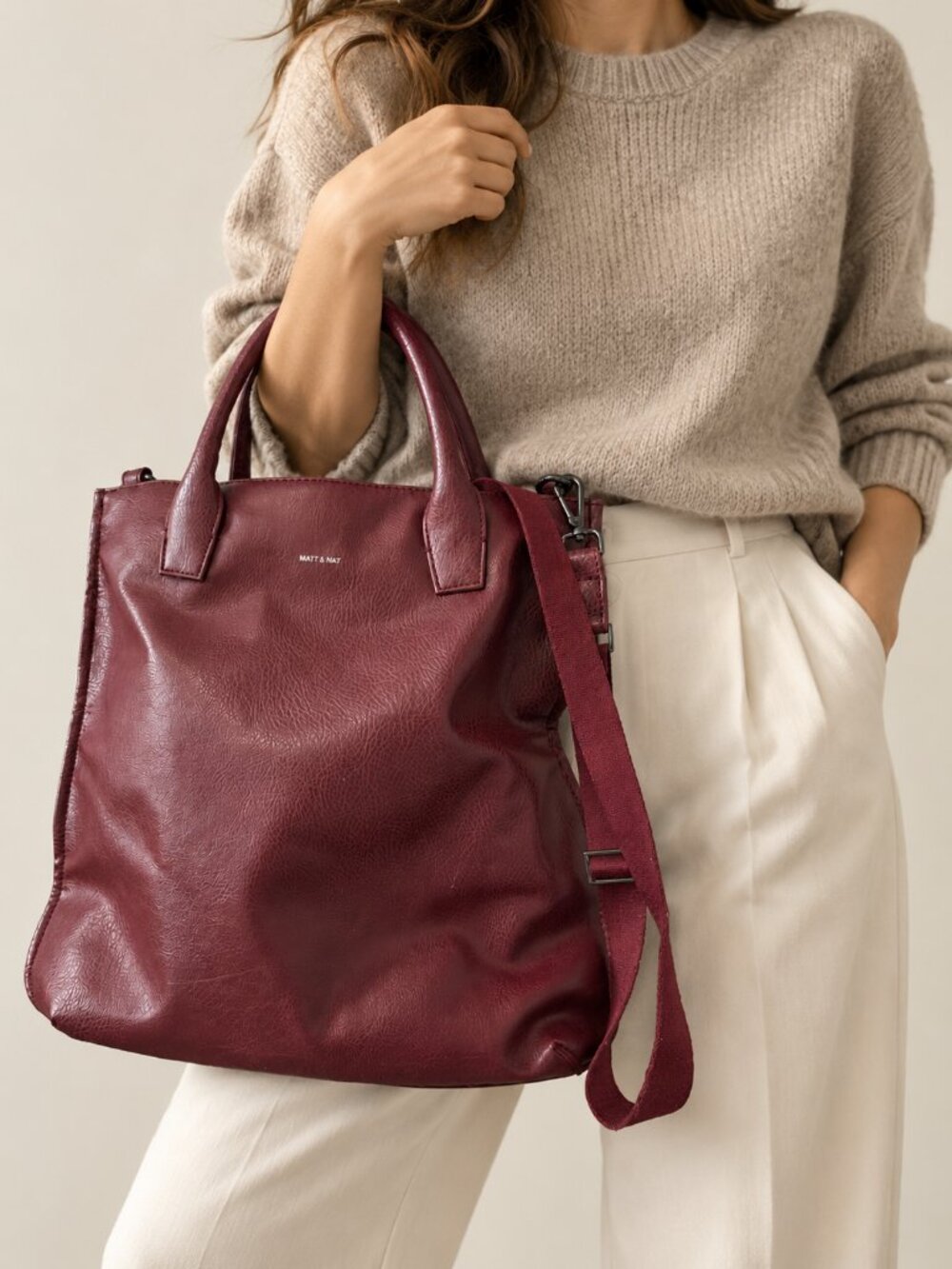 Matt & Nat Burgundy Vegan Leather Tote Bag